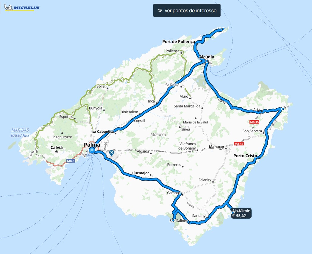 Percurso completo em Maiorca